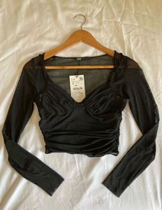 Zara Black Mesh Corset Top