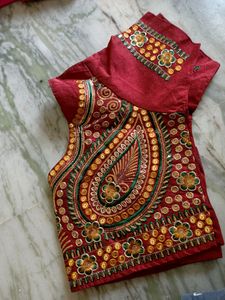 Maroon Embroidery Work Blouse
