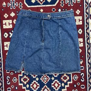 Blue Skirt with a Slit