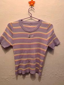 Lavender Dream Striped Knit Tee Soft &Playful