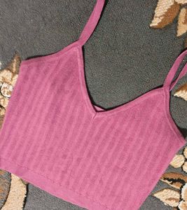 Pink Ribbed Crop Top