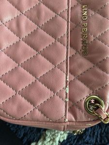 Pink solid Quilted Sling Bag