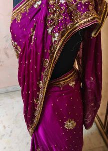 Elegant Purple Embroidered Saree