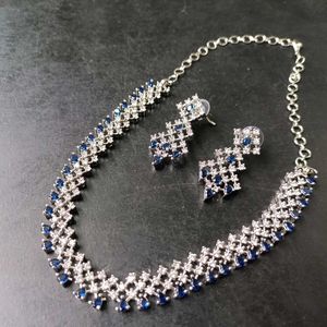 Original AD Elegant Silver&Blue Stone Jewelry Set