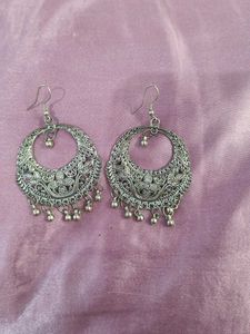 Silver Boho Chandelier Earrings