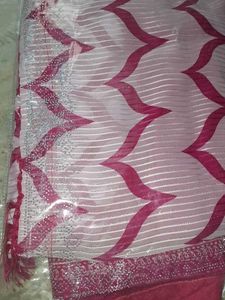 brand New saree pink n white