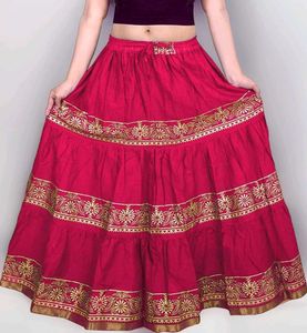 Pink & Gold Tiered Skirt