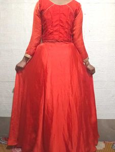 orange &amp; Gold Ethnic Dress