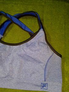 Fila Gray &amp; Blue Criss-Cross Sports Bra