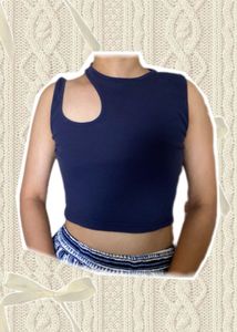 Navy Cut Out Crop Top