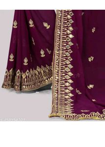 Embroidered Purple Saree