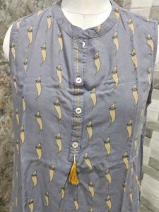 Blue Printed Sleeveless Top