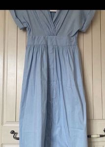 New One Zara Blue Short SleevesMidiShirt