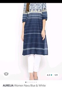 BRAND NEW Indigo Print Aurelia Kurti (XS/S)