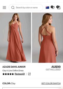 Elegant  Rust Maxi Azazie Dress(A8)