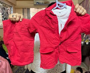 Red Hopscotch Boys Blazer Shorts Soft Cotton Suit