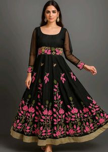 Elegant Black Floral Gown