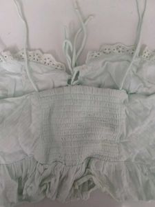 Bershka Powder Blue Lace Trim Cami Top