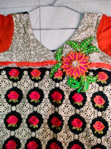 XXL Size Partywear Sequence Embroidery Kurta