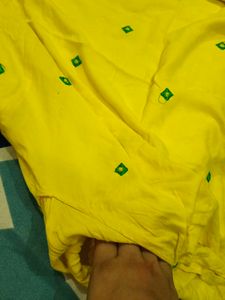 Yellow Green Thread Work Gown