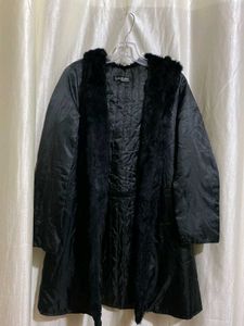 Vintage Black Coat with Faux Fur Trim