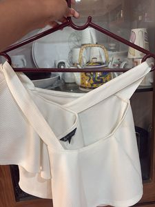 White Ruffle One-Shoulder Top