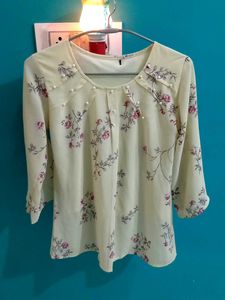 Floral Pearl Detail Top