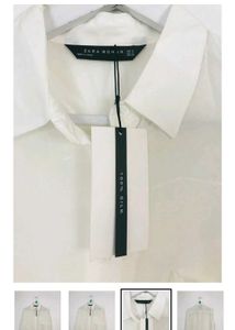 ZARA White Long Sleeve Silk Shirt