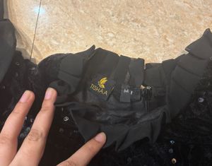 Sparkly Black Crop Top With Ruffal Sleeves