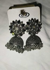 Oxidized Jhumka Earrings