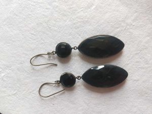 Black Faceted Drop Earrings
