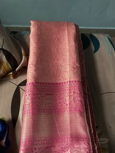 Pink Banarasi Saree With out Blouse