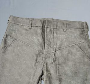 Gray Leather Textured Mens Portugese Pants