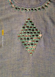 Straight Kurti Ruffle Sleeves Mirror Work