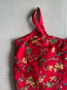 Desi Lehenga Red Embroidered Blouse Cute