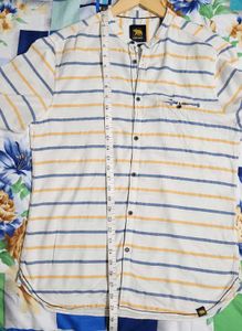 Men Slimfit White Striped Cotton Shirt