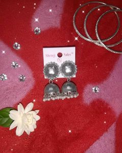 Silver Jhumka Earrings