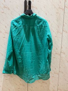 Green Cotton Button Down Shirt
