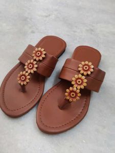 Brown Flower Detail Sandals