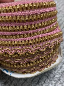 50% Clearance Sale Pink And Gold Lace Border