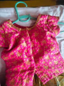 Pavdai Baby Lengha Semi Kanjeevram Pattu
