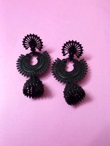 Oxidized black peacock jhumka for women girl