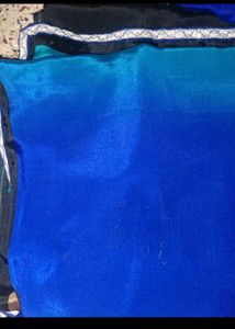 Blue &amp; Black Saree with blouse 34 inch wit