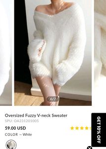 Fuzzy V-Neck Sweater