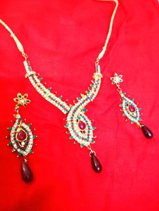 Premium Maroon Green Necklace Set❤️💚