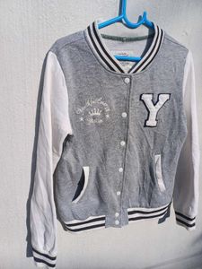 Grey Varsity Jacket - Size S