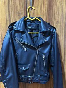 Zara Black Faux Leather Moto Jacket