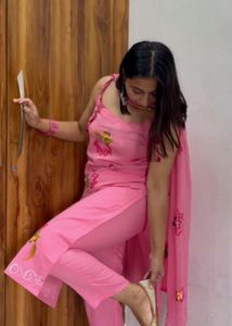 Pink Floral Print Kurta Set