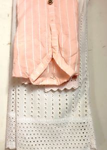 Peach & White Kurta Set