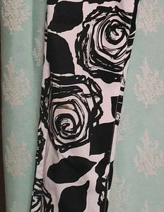 Black and White Floral Print Pants